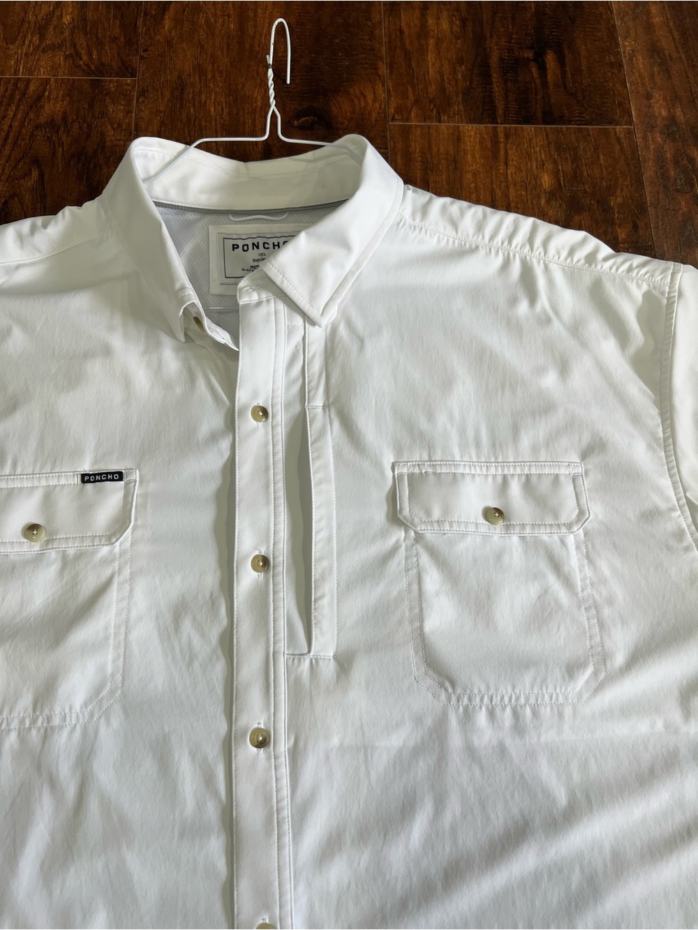 PONCHO Shirt Mens 3XL White Reg Fit Short Sleeve Outdoors Fishing